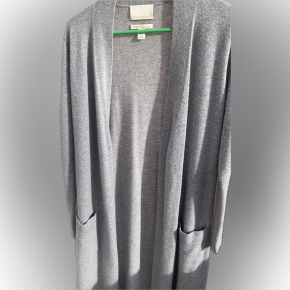 Cynthia Rowley Cardigan 100% 2 Ply Cashmere Women’s Medium Open Length 55” Grey - Picture 4 of 5